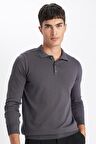 DeFacto Standart Fit Normal Kesim Polo Yaka Yumuşak Dokulu Premium Triko Kazak D0454AX24AUAR86