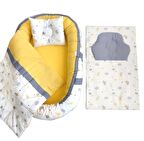 Berababy Babynest Alt Açma Minderli Sarı ve Bulut Bebek Yuvası 4 Parça Set