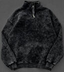 YIKAMALI KUMAŞ OVERSIZE DÜĞMELİ YAKALI SWEAT - %100 PENYE OVERSIZE SWEATSHIRT