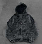 KAPŞONLU FERMUARLI HIRKA - YIKAMALI PENYE ŞARDONLU OVERSIZE HIRKA