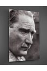 Siyah Beyaz Atatürk Portresi Cam Tablo
