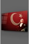 Atatürk Ve Türk Bayrağı Cam Tablo