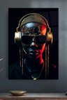 DJ KADIN GOLD RENKLERLE KADIN YÜZÜ GÖRSELİ KIRILMAZ LÜKS CAM TABLO EV İŞ YERİ OFİS HEDİYESİ
