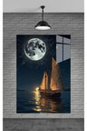 Gemi Ve Dolunay Cam Tablo Ev Dekorasyon,balkon Dekorasyonu,dekoratif,duvar Tablo,mutfak Tablo