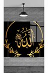 SİYAH ZEMİNE ALLAH DEKORATİF TEMPERLİ CAM ÜZERİNE TABLO SEVGİLİNİZE YILBAŞI HEDİYE