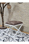 Beyaz Boyalı 45 cm x 45 cm Çaprazlı Puf Bench Oturak Kahverengi Renk 45 x 45 Boyut/Ebat