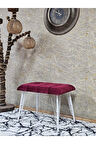 Metal Beyaz Tel Ayaklı 60 cm Puf Bench - Puf - Bench - Oturak - Mutfak Oturağı - Antre Oturağı Bordo Renk 60 x 40 Boyut/Ebat