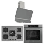 Ferre Ss Serisi Gri 5 Gözlü Ankastre Set ( QBL62CPR-SS038-D082 )