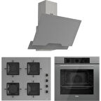 Ferre Elegant Line Gri Cam Ankastre Set ( QBL62CPR-SS208-D065 )