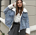 Kadın Kürklü Kot  Ceket 448814366