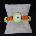 Açık Yeşil Nazar Boncuklu Bodrum Taşı El Yapımı Doğal Taş Bileklik 