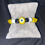  Fıstık Yeşili Sıyah Beyaz Bodrum Taşı El Yapımı Doğal Taş Bileklik 