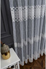 Farbateks Dikim Brode Işlemeli Ela Desen Tasarım 2kat Pileli Tül Perde