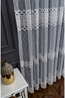 Farbateks Dikim Brode Işlemeli Ela Desen Tasarım 3kat Pileli Tül Perde