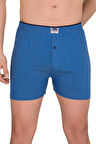 Erkek 3'lü Mavi Renk Geniş Kesim % 100 Pamuklu Düğmeli Boxer-Short-Külot BERRAK / 1099
