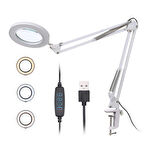 Katlanabilir Büyüteç Çok İşlevli 5/ 8X Işıklı LED Aydınlatmalı Masa Lambası USB Bağlantılı