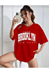 malkoçbey broklıyn baskılı oversize unisex basic o yaka t-şhirt