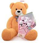 Sevimli 90 cm Peluş Ayı ile  Pembe Konsept Romantik Peluş Ayıcık Buketi