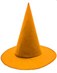 Turuncu Renk Keçe Cadı Şapkası Yetişkin Çocuk Uyumlu 35X38 cm
