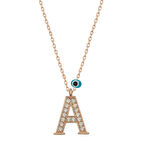 925 Ayar Gümüş Nazar Rose A Harfi Kadın Gümüş Kolye