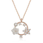 Gümüş Rose Manolya Çiçeği Yıldız Kadın Kolye