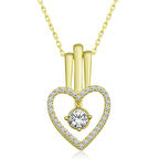 925 Ayar Gümüş Kalpli Tek Taş Kadın Gümüş Kolye