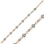 925 Ayar Gümüş Rose Kalpler Bileklik