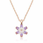 925 Ayar Gümüş Rose Lila Lotus Çiçeği Kadın Gümüş Kolye