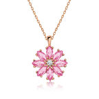 925 Ayar Gümüş Rose Pembe Çiçek Kadın Gümüş Kolye