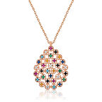 925 Ayar Gümüş Renkli Taşlı Damla Kadın Gümüş Kolye