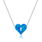 925 Ayar Gümüş Kilitli Kalp Kadın Gümüş Kolye