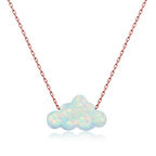 925 Ayar Gümüş Beyaz Opal Taş Bulut Kadın Gümüş Kolye