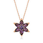 925 Ayar ​Gümüş Rose Mor Çiçek Kolye