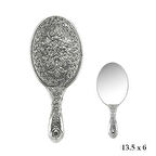 925 Ayar Gümüş Papatya Motifli El Aynası