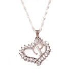 925 Ayar Gümüş P Harf Kalpli Kadın Gümüş Kolye