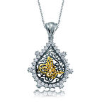 925 Ayar Gümüş Taşlı Tuğra Kadın Gümüş Kolye