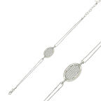 925 Ayar Gümüş Oval Beyaz Taşlı Bileklik