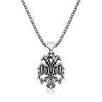 925 Ayar Gümüş Çift Başlı Kartal Erkek Gümüş Kolye