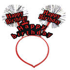 Happy Birthday Yazılı Püsküllü Neon Kırmızı Renk Doğum Günü Tacı 22x19 cm