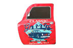 Dekoratif Classic Garage Temalı Kırmızı Araba Kapısı Ayna