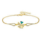 925 Ayar Gümüş Gold Nazarlı Yonca Bileklik