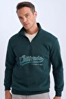 DeFacto Relax Fit Dik Yaka Fermuarlı Baskılı Kalın Sweatshirt D2167AX24AUGN852
