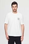 Oversize Beyaz Baskılı %100 Pamuk T-shirt 2EC14ORT05212