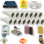 15 Kamerali Set - Hareket Algilayan Gece Görüşlü 24 Smd Led 5mp Sony Lensli 1080p Full Hd Metal Kasa Güvenlik Kamerasi Seti 6224