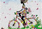 Cakapuzzle  Kelebekler Bisikletli Kız Puzzle Yapboz MDF Ahşap