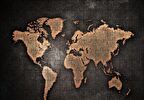 Cakapuzzle  Dünya Haritası Siyah Zemin Üzerine Kahverengi Puzzle Yapboz MDF Ahşap