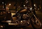 Cakapuzzle  Gece Işıkları Altında Siyah Chopper Motorsiklet Puzzle Yapboz MDF Ahşap