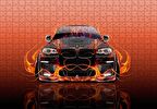 Cakapuzzle  BMW X6 ve Kırmızı Alevler Puzzle Yapboz MDF Ahşap