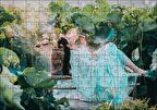 Cakapuzzle  Dev Yapraklar Arasındaki Japon Kız Puzzle Yapboz MDF Ahşap