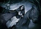 Cakapuzzle  Siyah Atlı Gotik Kız ve Baykuş Puzzle Yapboz MDF Ahşap